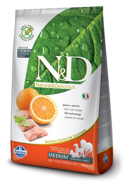 FARMINA N&D GRAIN FREE CANE PESCE E ARANCIA MEDIUM, 12 KG