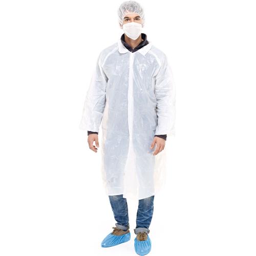 Kit visitatori copriscarpe e impermeabile, mascherina e cuffia