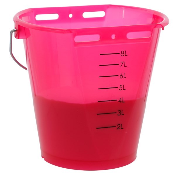Secchio rosa trasparente con scala, senza accessori, 8 Litri