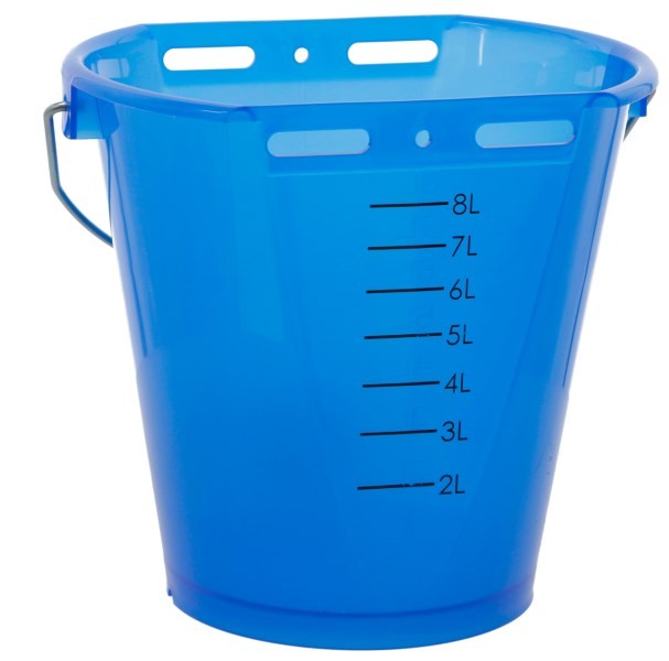 Secchio blu trasparente con scala, senza accessori, 8 Litri