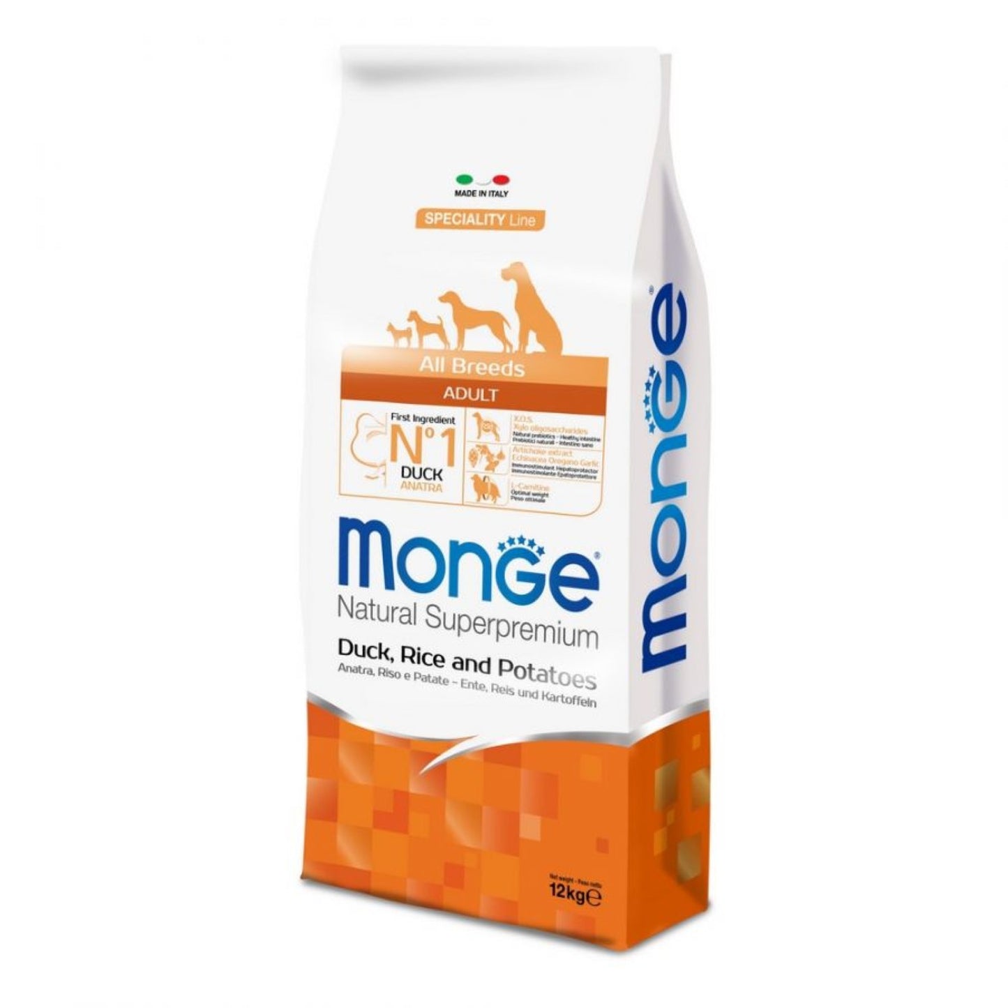 Monge ADULT SPECIALITY All Breeds Anatra, Riso e Patate 12 kg – cane
