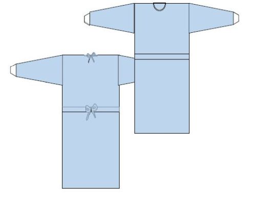 CAMICE monouso N/S in TNT biaccopiato azzurro, 55 GRS , Mis. L, 143 x 158 cm