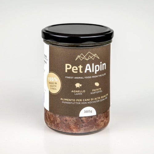 Mangime umido per cani, agnello e patate 380 Gr.