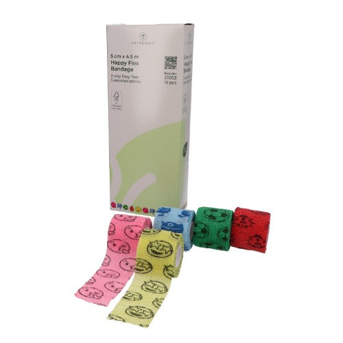 BENDA elastica AUTOADESIVA Happy Flex, CM 5, 4,5 MT, COLORI MISTI