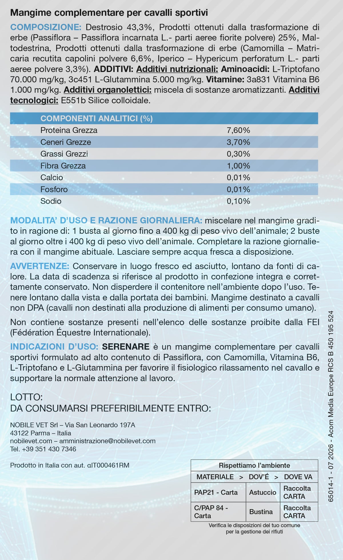 SERENARE Mind-Flow 30 Buste x 30 gr.