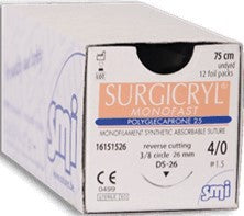 Surgicryl Monofast USP 2/0 EP 3, GS60 dritto, incolore, 75 cm (12 Pz.)