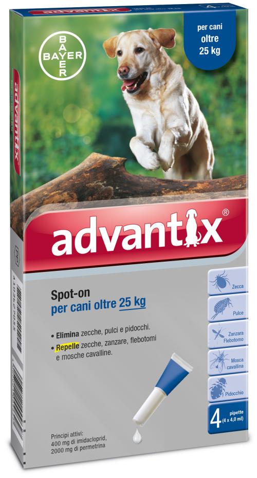 ADVANTIX CANI 25 - 40 KG 4 X 4,0ML, 4 PIP.