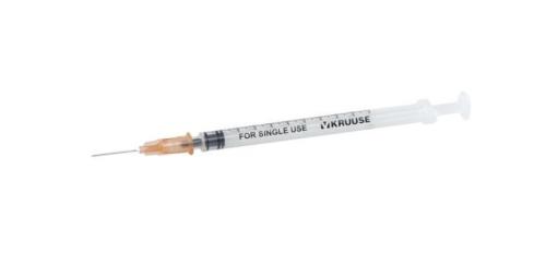 SIRINGHE KRUUSE MONOUSO STER. 1 ML, 25 G x 5/8’’, 100 Pz.