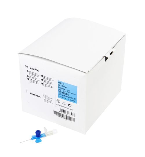 AGO CANNULA VasoVet® PUR, 22 G, 0,9 x 25 MM, BLU, 50 Pz