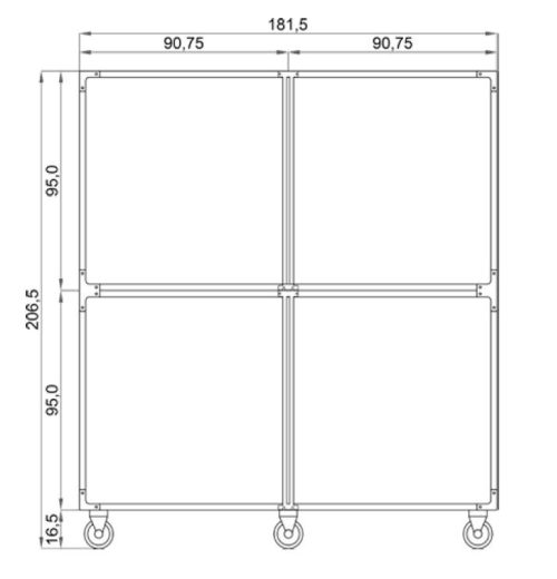 GABBIA DEGENZA ACCIAIO 4 POSTI 1815 x 720 x 2055 MM