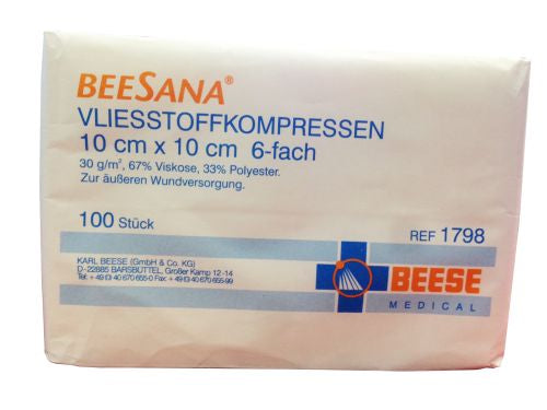 Garza piegata BeeSana® in tessuto non tessuto, non sterili, 6 strati, ,10x10 cm, 100 pz