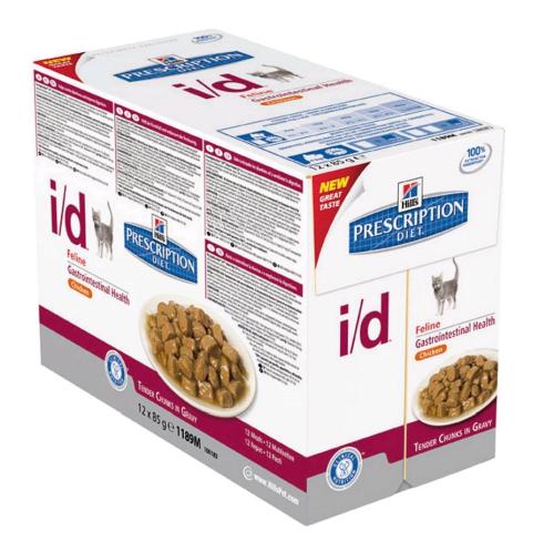HILL'S GATTO PRESC. DIET., I/D, POLLO, BUSTE DA 85 Gr., 12 Pz