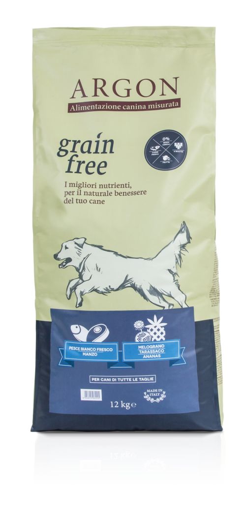 ARGON GRAIN FREE CANE, PESCE BIANCO FRESCO E MANZO, 12 KG