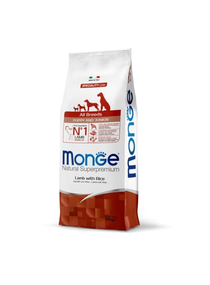 Monge AGNELLO & RISO ALL BREEDS PUPPY -cane- 12kg