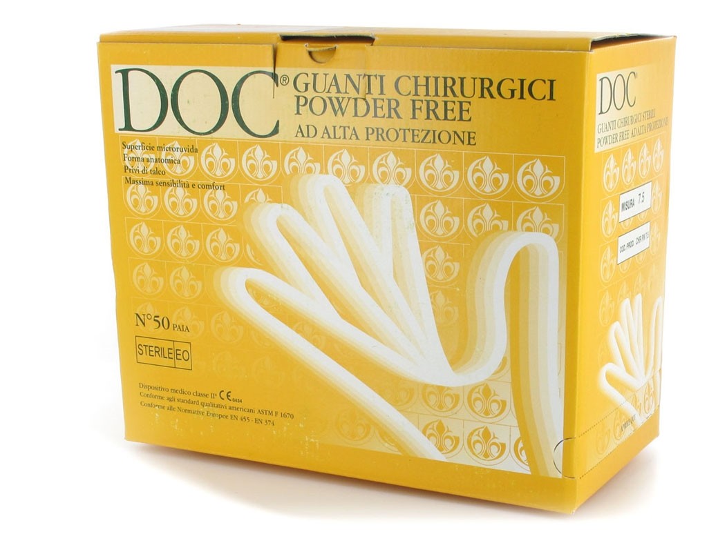 GUANTI chirugici STERILI DOC, S/POLVERE, TG. 7,5, 50 Paia
