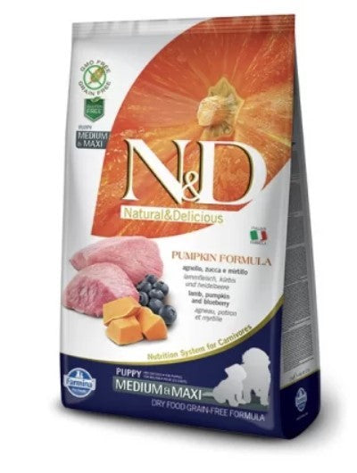 FARMINA N&D GRAIN FREE CANE PUPPY AGNELLO , ZUCCA, MIRTILLO 12 KG