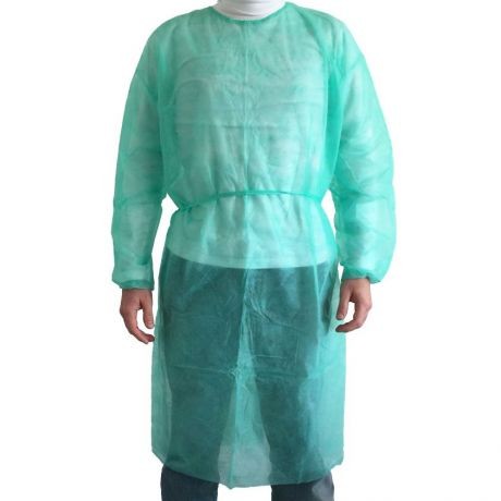 CAMICE MONOUSO POLITENATO CON ELASTICI AI POLSINI, N/S, TNT, 54 g ,verde, Mis. XL