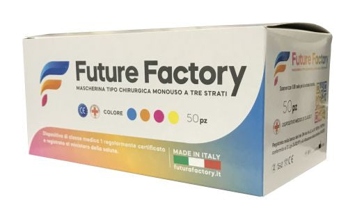 MASCHERINA CHIRURGICA FUTUREFACTORY, 3 STRATI C/ELASTICO