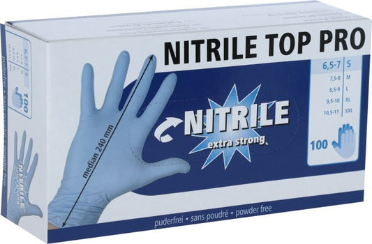 GUANTI NITRILE Top Pro, 24 CM, TG. XL, 100 Pz (5,5 mil)