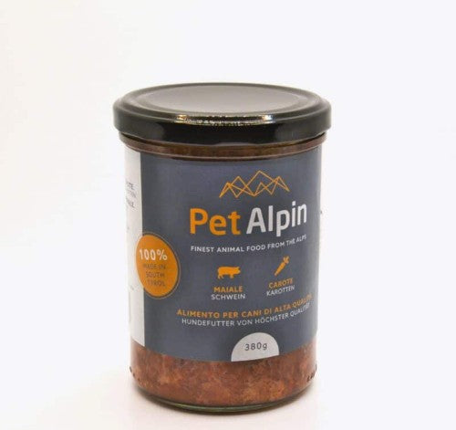 Mangime umido per cani, maiale e carota 380 Gr.