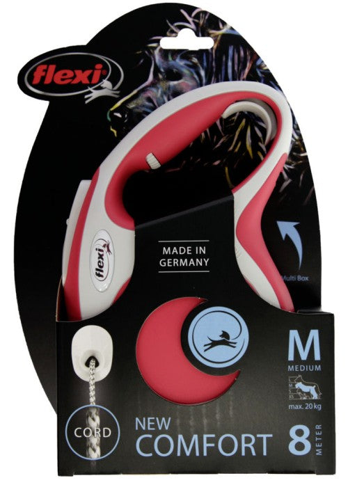 Flexi guinzaglio New Comfort M corda 8m, max. 20kg, rosso