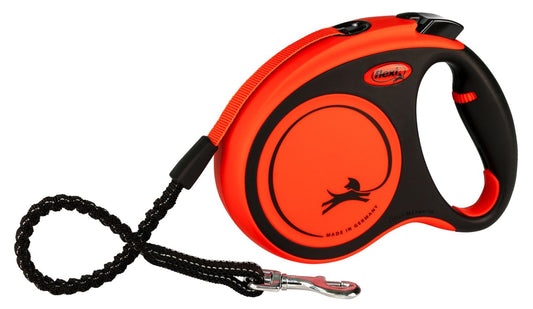Flexi guinzaglio Xtreme, Mis. M, cinghia 5 m., fino a 35 kg, arancione/nero