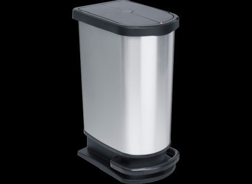 Pattumiera PASO con pedale duo 2 x 25 lt, argento metalizzato