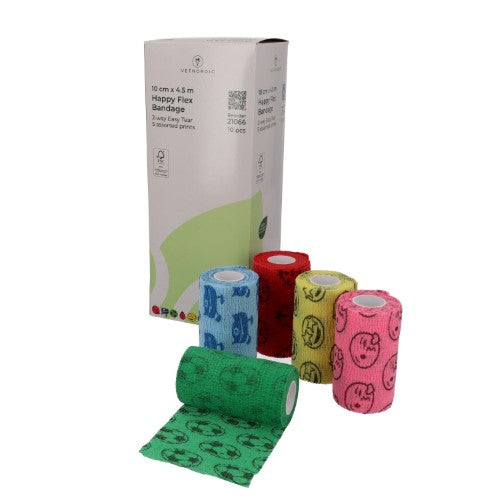 BENDA elastica AUTOADESIVA Happy Flex, CM 10, 4,5 MT, COLORI MISTI