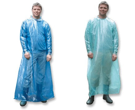 Camice Monouso Polietilene Blu, 30 µ, 180 (156 cm) Manica Conica , 24 pz